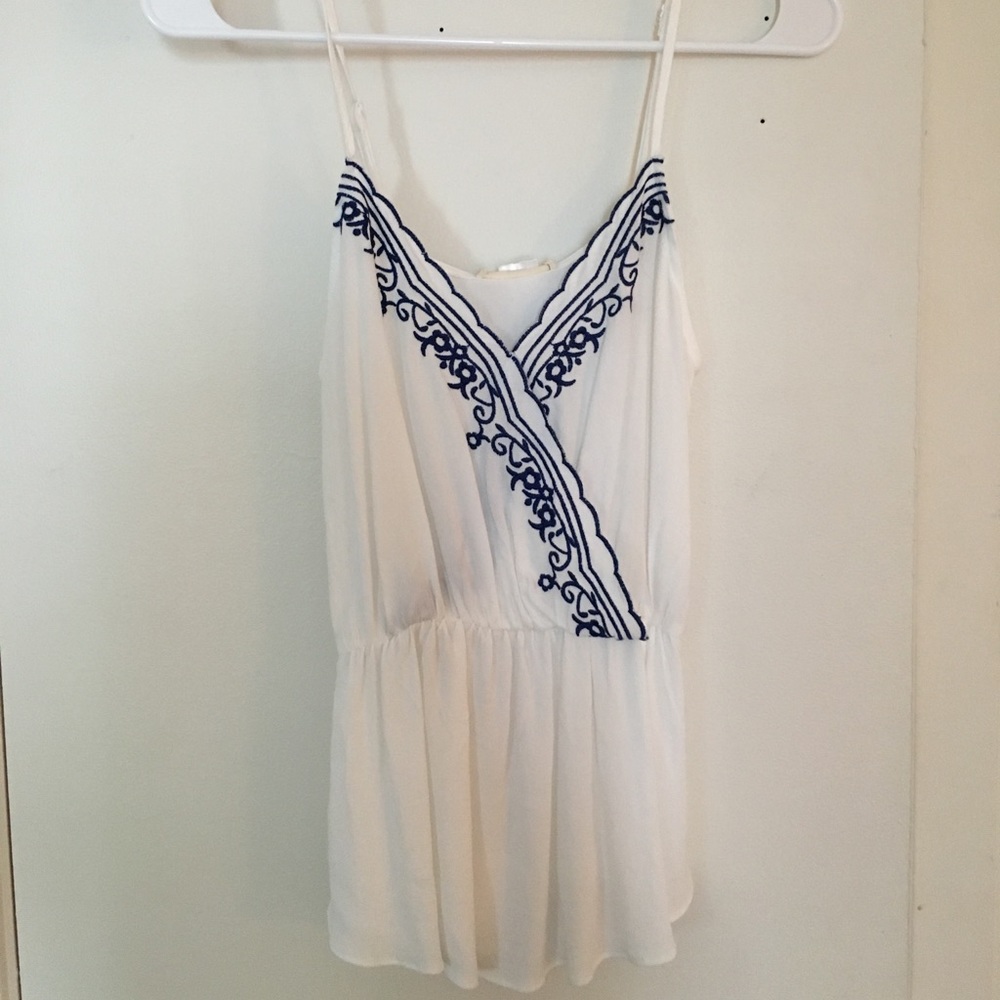 White tank with blue detail